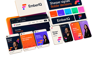 Brand & Identity mockups — EmberIQ phones and laptop