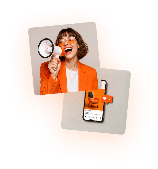 Marketing & Advertising — woman with megaphone and phone