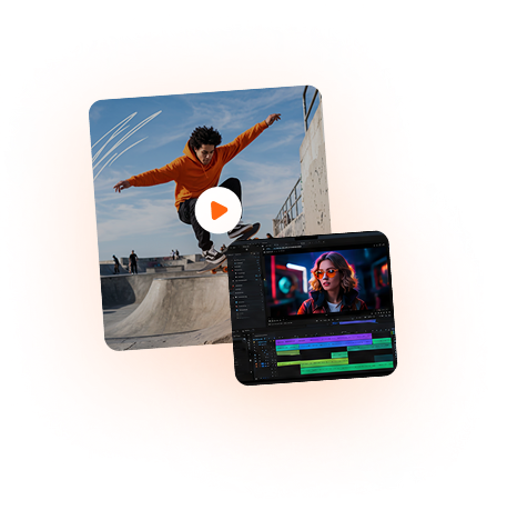 Motion Graphics — skateboarder and video editing iPad