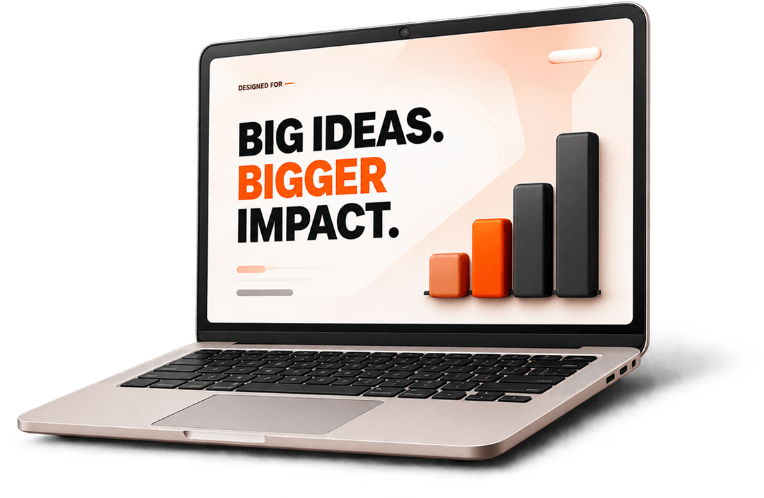 Presentation Designs — laptop with BIG IDEAS BIGGER IMPACT